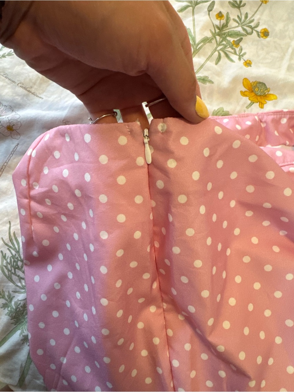 Polka Dot Pink Mini Skirt with Built in Shorts - Picture 3 of 4
